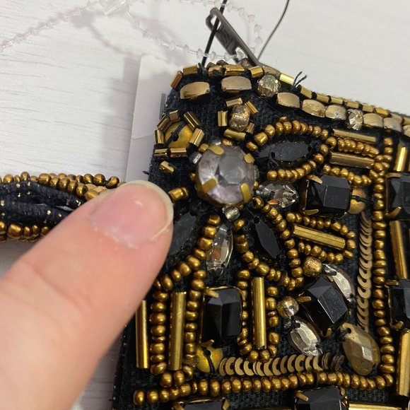 Chicos Beaded Clutch Wristlet Purse Pouch Zip Top NWT - Picture 6 of 14